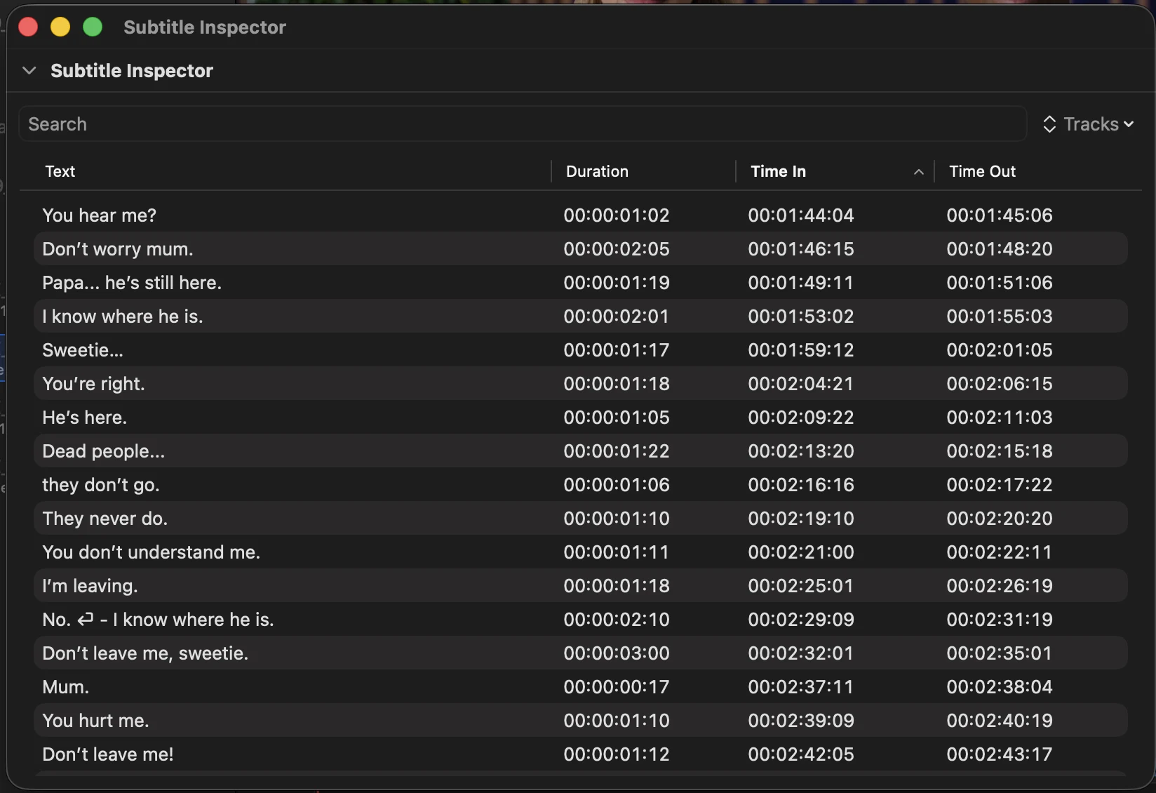 Subtitle inspector